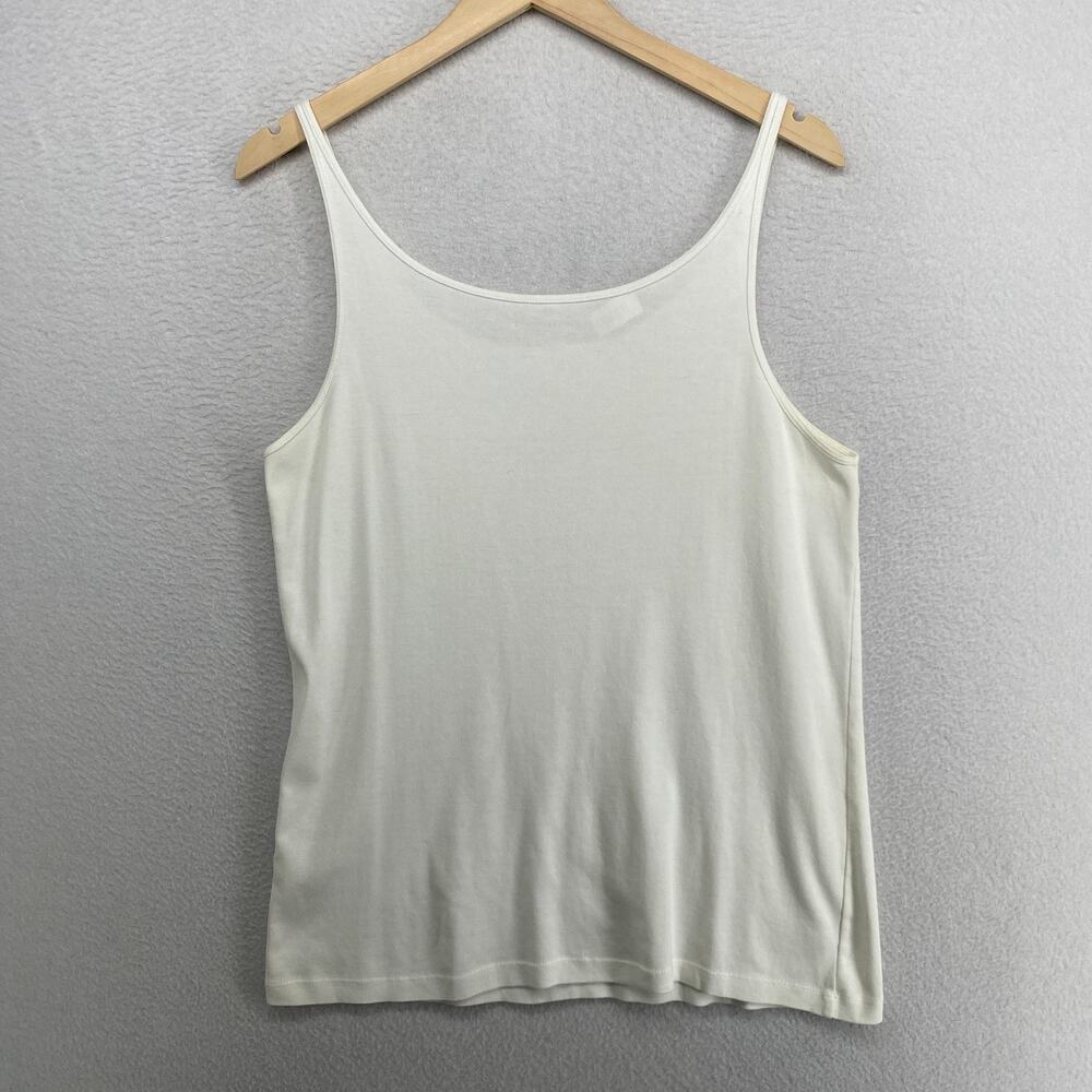 EILEEN FISHER Tank Top XL Ribbed Organic Cotton Jersey Cami Slim ScoopNeck White - Picture 8 of 11